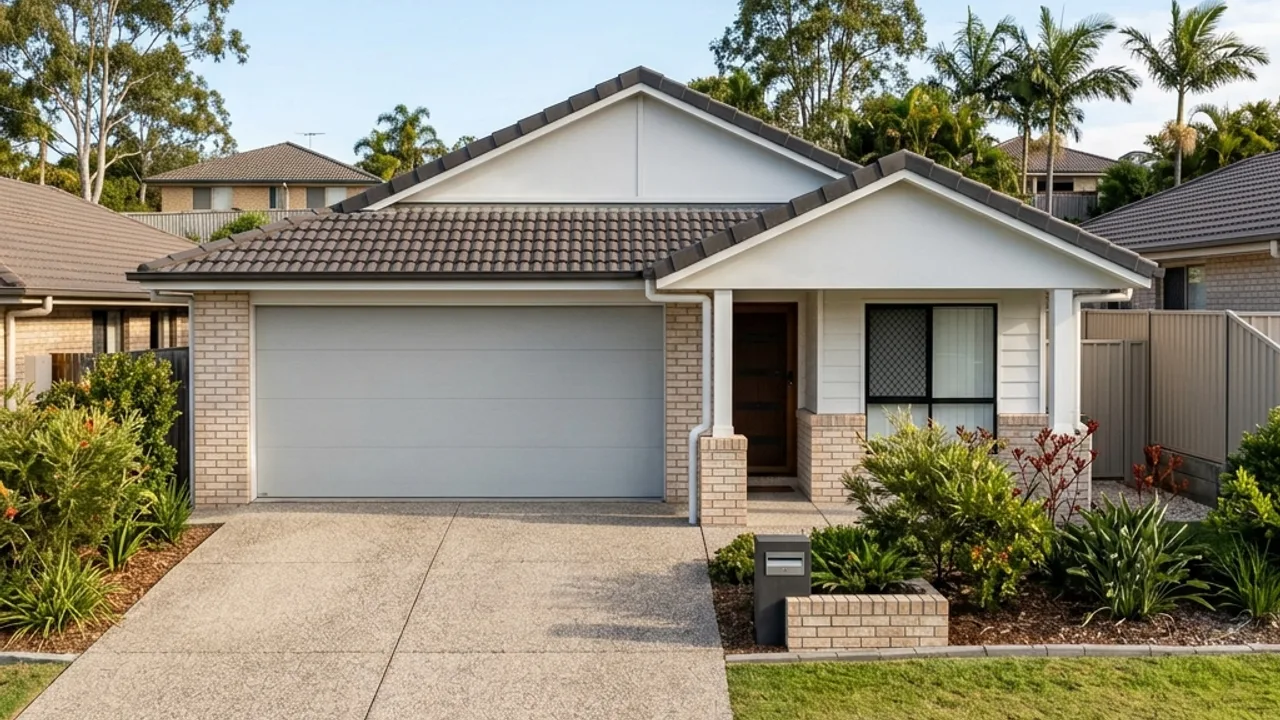 Garage door repairs in Brisbane - a technician servicing a sectional door on a local home