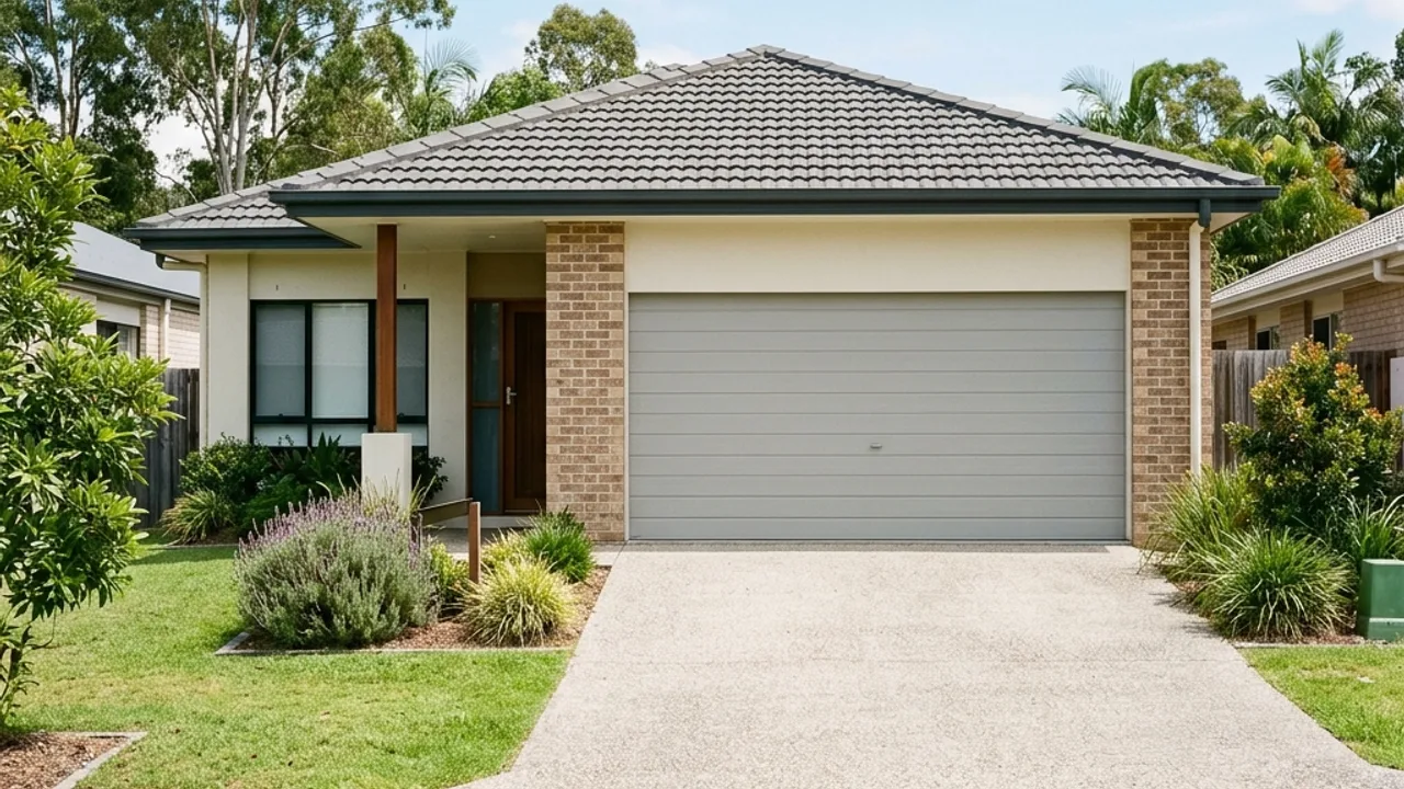 Garage door repair specialist threading a lifting cable onto the drum of a Brisbane sectional door